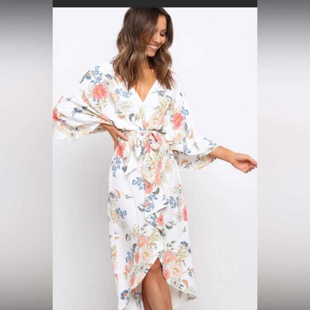 Petal & Pup Floral Midi Dress - White and Pink